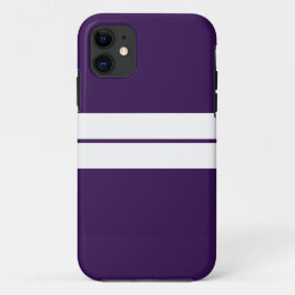ダークパープルにスポーティストライプなツインホワイトレースのレース iPhone 11 ケース