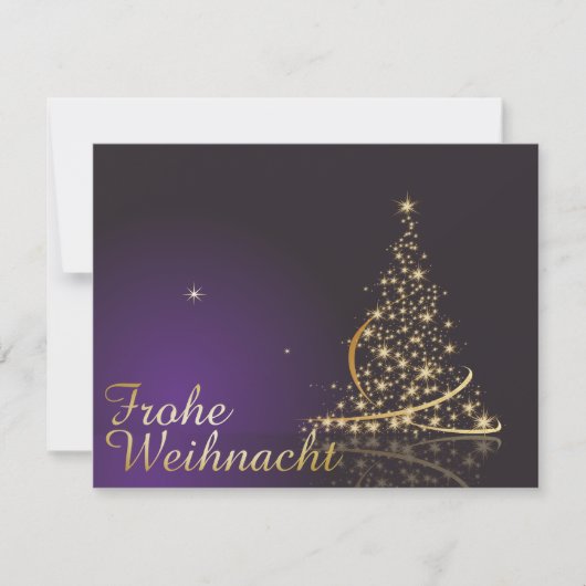 ダークパープルのクリスマスツリーのクリスマスモチーフ 招待状 (正面)