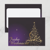 ダークパープルのクリスマスツリーのクリスマスモチーフ 招待状 (正面/裏面)