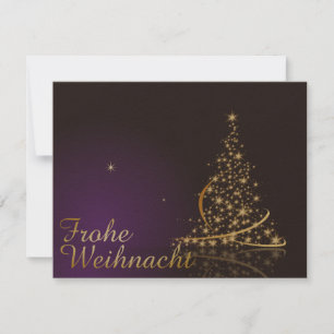 ダークパープルのクリスマスツリーのクリスマスモチーフ 招待状