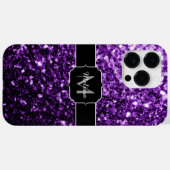 ダークパープルのスパンコール輝くモノグラム Case-Mate iPhoneケース (裏面 (横))