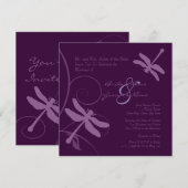ダークパープルのトンボの結婚式招待状 招待状 (正面/裏面)