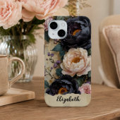 ダークパープルのボタンに囲まれた名入れの携帯ケース Case-Mate iPhoneケース