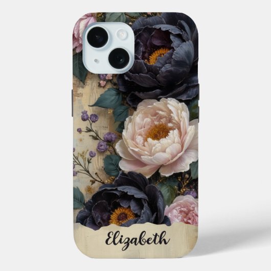ダークパープルのボタンに囲まれた名入れの携帯ケース Case-Mate iPhoneケース (裏面)