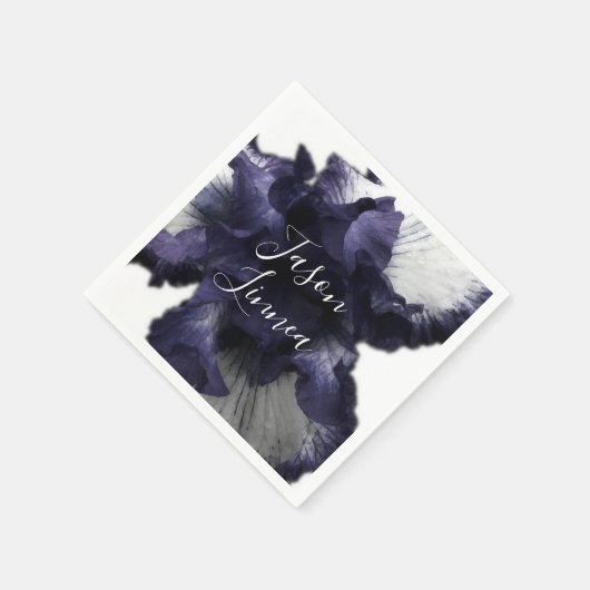 ダークパープルのミニマルな輝く透モダン明 スタンダードカクテルナプキン (角)