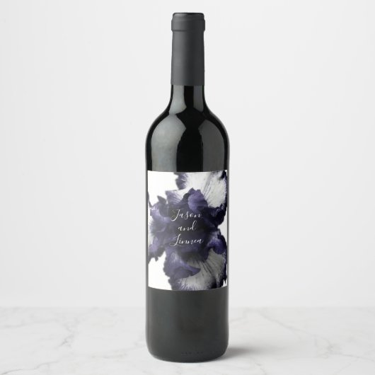 ダークパープルのミニマルな輝く透モダン明 ワインラベル (正面)