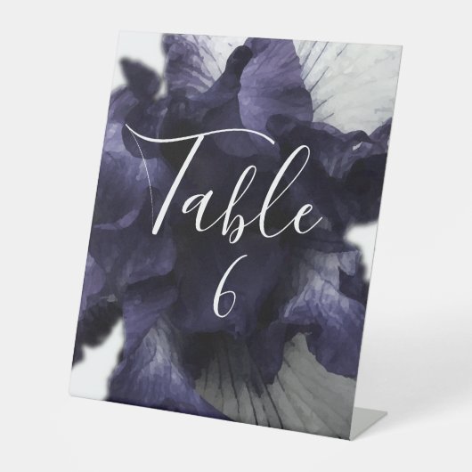 ダークパープルのミニマルな輝く透モダン明 台座サイン (正面)