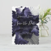 ダークパープルのミニマルな輝く透モダン明 招待状 (スタンド正面)