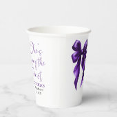 ダークパープルのリボン 彼女は結婚する ブライダルシャワー 紙コップ (右)