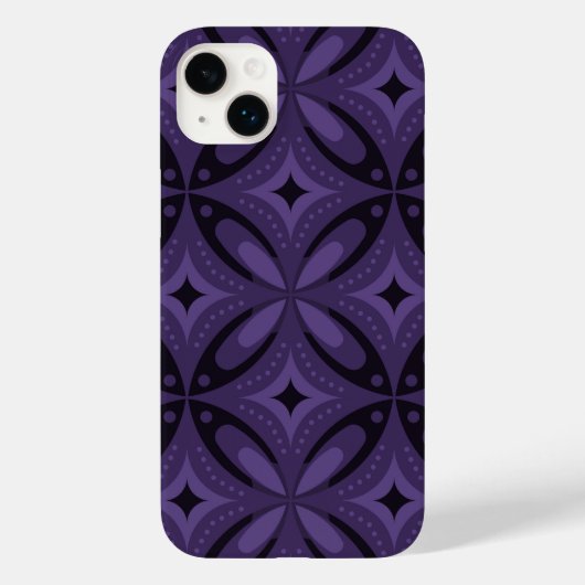 ダークパープルのレトロパターン Case-Mate iPhoneケース (裏面)