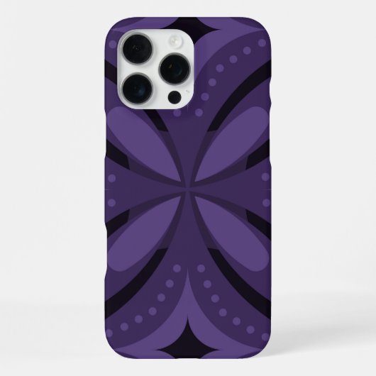 ダークパープルのレトロパターン iPhoneケース (裏面)