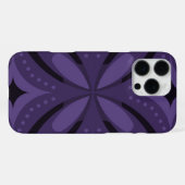 ダークパープルのレトロパターン iPhoneケース (裏面横)