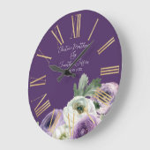 ダークパープルのロマンチックな水の色 ラージ壁時計 (傾斜)