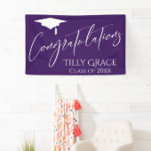 ダークパープルの大学院おめでとう 横断幕 (インサイチュ)