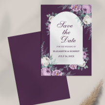 ダークパープルの芍薬 Save The Date カード