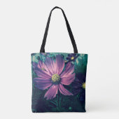 ダークパープルの花の名入れギフト トートバッグ (裏面)