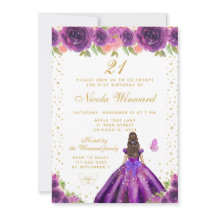 ダークパープルの花柄の大人っぽいプリンセスの誕生日パーティー