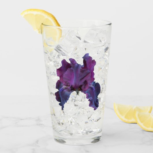ダークパープルアイリス開花フローラ タンブラーグラス (アイス正面)