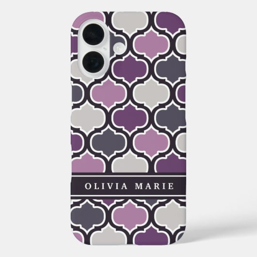 ダークパープルアラベスクのパタパーソナライズされたーン名 Case-Mate iPhoneケース (裏面)