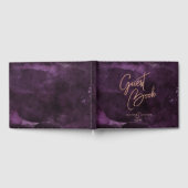 ダークパープルウォーターバラ金ゴールド結婚ズモノグラム ゲストブック (全面)