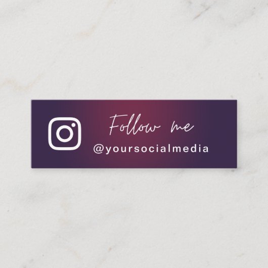 ダークパープルグラデーションサーシカルQRコード スキニー名刺 (正面)