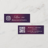 ダークパープルグラデーションサーシカルQRコード スキニー名刺 (正面/裏面)