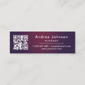 ダークパープルグラデーションサーシカルQRコード スキニー名刺 (裏面)