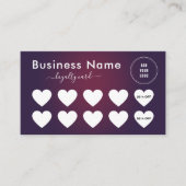 ダークパープルグラデーションミニマリスト追加ロゴのソーシャルメディア ロイヤリティカード (正面)