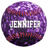ダークパープルグリッターがきらきら光るあなたの名前チームを輝かす ソフトボール (裏面)