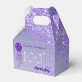 ダークパープルグリッター&リボン100誕生日 フェイバーボックス (正面サイド)