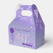ダークパープルグリッター&リボン40歳の誕生日 フェイバーボックス (正面サイド)