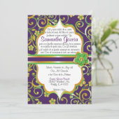 ダークパープルグリーン&金ゴールドキンセアニスペインのラインビ 招待状 (スタンド正面)