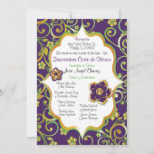 ダークパープルグリーン&金ゴールドキンセアニスペインのラインビ 招待状 (裏面)