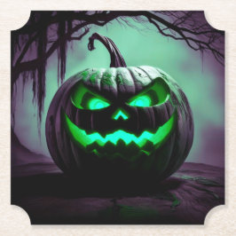 ダークパープルコースターの不気味なハロウィーンパンプキン ペーパーコースター