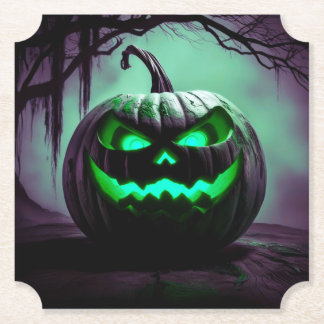 ダークパープルコースターの不気味なハロウィーンパンプキン ペーパーコースター
