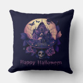 ダークパープルゴシックハ幽霊のよく出るウスハッピーハローウィン クッション (正面)