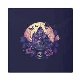 ダークパープルゴシックハ幽霊のよく出るウス メタルプリント