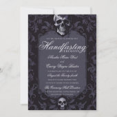 ダークパープルゴシックボホフローラスカル手作り 招待状 (正面)