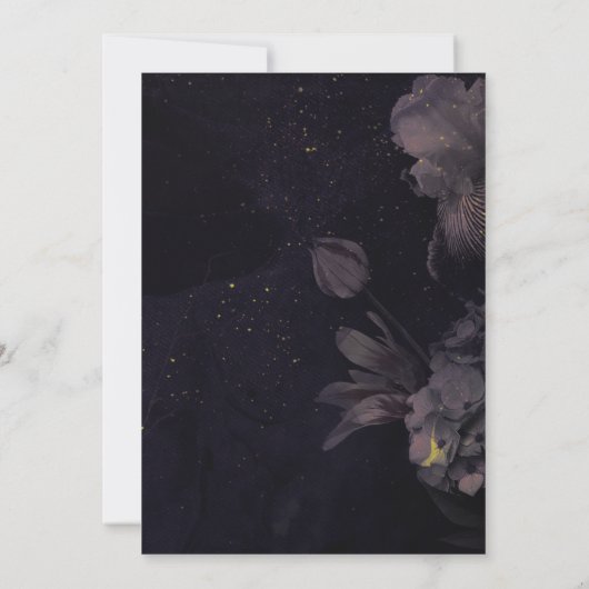 ダークパープルゴシックボホフローラハンスティング 招待状 (裏面)