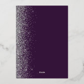 ダークパープルシルバーグリッター保存日 箔招待状 (裏面)