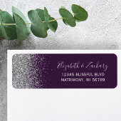 ダークパープルシルバー結婚グリッター差出人住所 ラベル