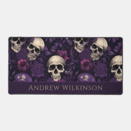 ダークパープルスカルバラゴシック デスクマット