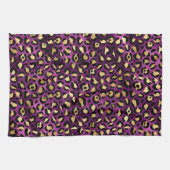 ダークパープルスタイリッシュとゴールドフォイルヒョウの斑点 キッチンタオル (横)