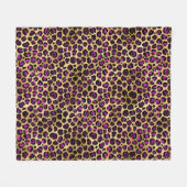 ダークパープルスタイリッシュとゴールドフォイルヒョウの斑点 フリースブランケット (正面(横))