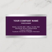 ダークパープルスチールシルバーエステートフォト実在不動産仲介業者 名刺 (裏面)