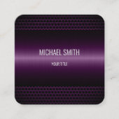 ダークパープルステンレススティールメタルルック スクエア名刺 (正面)