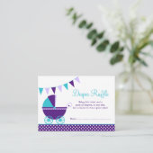 ダークパープルティール(緑がかった色)キャリッジおむつラッフルチケット エンクロージャーカード (スタンド正面)