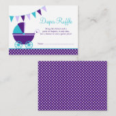 ダークパープルティール(緑がかった色)キャリッジおむつラッフルチケット エンクロージャーカード (正面/裏面)