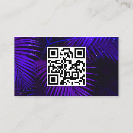 ダークパープルトロピカルパーム葉インテリアデザイナー 名刺 (裏面)