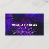 ダークパープルトロピカルパーム葉インテリアデザイナー 名刺 (正面)